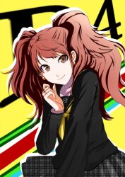  atlus kujikawa_rise persona persona_4 ribbon school_uniform smile twintails 