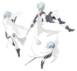  bad_id bad_pixiv_id bare_shoulders blue_eyes blue_hair cape female gloves highres magical_girl mahou_shoujo_madoka_magica mahou_shoujo_madoka_magica_(anime) miki_sayaka miki_sayaka_(magical_girl) short_hair simple_background solo sword thighhighs weapon white_background y_(khakiyawn) zettai_ryouiki 