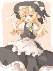  apron bad_id bad_pixiv_id blonde_hair bow braid female hairbow hat hat_bow kirisame_marisa kuromari_(runia) long_hair open_mouth puffy_sleeves short_sleeves side_braid single_braid solo touhou white_bow witch_hat yellow_eyes 