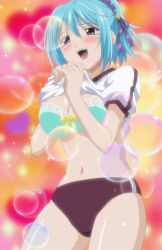  absurdres bra breasts female gym_shorts highres kurono_kurumu large_breasts rosario+vampire screencap shirt_lift solo stitched underwear 