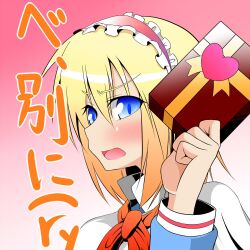  alice_margatroid bad_id bad_pixiv_id blonde_hair blue_eyes blush female open_mouth simple_background solo touhou translated tsunsuki_(naobe009) 