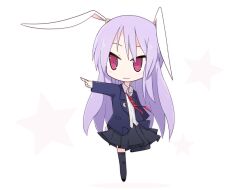  animal_ears chibi commentary_request female ladfa long_hair necktie purple_hair rabbit_ears red_eyes red_necktie reisen_udongein_inaba shirt skirt smile solo touhou very_long_hair 