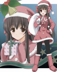  chicaru_minamoto chisato chisato_(missing_park) claus maruko_tv missing_park santa santa_costume strawberry_panic strawberry_panic! yuri 