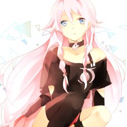  bad_id bad_pixiv_id bare_shoulders blue_eyes braid female ia_(vocaloid) long_hair pink_hair prin_dog single_thighhigh solo thighhighs twin_braids very_long_hair vocaloid 