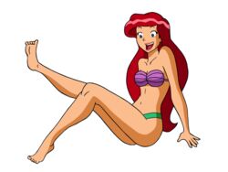  1girls ariel bikini blue_eyes disney disney_princess edit feet feet_up female female_focus female_only green_panties happy human_form leg_up looking_at_feet looking_at_foot panties png red_hair sitting smile solo solo_female standing the_little_mermaid the_little_mermaid_(1989_film) totally_spies waist_length_hair white_background 