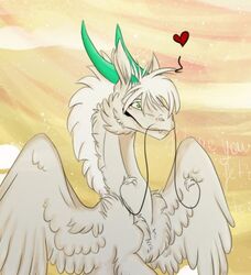  angel_dragon chenyere cropped dragon feral fur furred_dragon furred_scalie heart_symbol male mythological_creature mythological_scalie mythology scalie sckhar smile solo text 