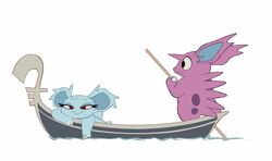  2017 animated aquabunny boat bun-bun_(aquabunny) duo eyelashes fan_character female feral generation_1_pokemon half-closed_eyes heart_symbol horn jewelry male narrowed_eyes necklace nidorina nidorino nintendo pokemon pokemon_(species) short_playtime simple_background vehicle watercraft white_background 