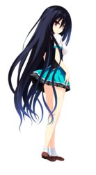  absurdres black_hair cocoro@function! female full_body hayami_asagao highres long_hair looking_back mary_janes motoi_ayumu official_art red_eyes school_uniform shoes socks solo transparent_background very_long_hair white_socks 