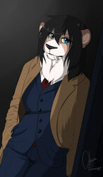  anthro clothed clothing digital_media_(artwork) fangs felid fur hair hi_res kris_(excitedcargoyle) looking_at_viewer male mammal monstercheetah shaded solo teeth 