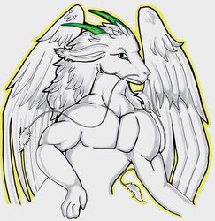  4_fingers angel_dragon anthro barbel_(anatomy) dragon fingers flesh_whiskers green_eyes horn long_ears long_whiskers male mythological_creature mythological_scalie mythology scalie sckhar simple_background solo talakestreal tuft whisker_tuft whiskers wings 