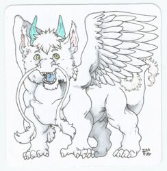  angel_dragon barbel_(anatomy) blue_tongue chibi claws dragon feathered_dragon feathered_scalie feathered_wings feathers feral flesh_whiskers green_eyes happy hi_res horn iza_pug male mythological_creature mythological_scalie mythology scalie sckhar sharp_teeth simple_background smile solo tail teeth tongue white_background white_body wings young 