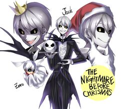  1boy absurdres animification bad_id bad_pixiv_id blue_eyes character_name copyright_name crown english_text engrish_text fake_beard fake_facial_hair grey_hair grin hat highres jack_skellington looking_at_viewer maianh open_mouth personification ranguage santa_hat short_hair simple_background smile the_nightmare_before_christmas typo white_background white_hair yellow_eyes zero_(nbc) 