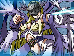  4:3 angel angewomon approximated_aspect_ratio aruni blonde_hair digimon female helmet monster_girl smile wings 