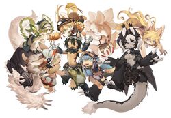  1other 3boys 5girls alternate_universe android animal_ears black_eyes black_hair blonde_hair blue_eyes blue_hair bondrewd breasts brown_hair claws english_commentary extra_arms faputa fur furrification furry furry_female furry_male glasses green_eyes green_hair hat helmet highres horns knifedragon long_hair lyza_(made_in_abyss) made_in_abyss maruruk mask mechanical_arms multicolored_hair multiple_boys multiple_girls multiple_tails nanachi_(made_in_abyss) narehate otoko_no_ko ozen prushka prushka_(furry) red_eyes regu_(made_in_abyss) riko_(made_in_abyss) round_eyewear slit_pupils smile tail topless_male two-tone_hair whiskers white_background white_hair yellow_eyes 