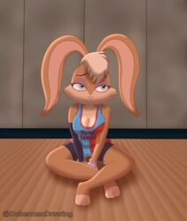  anthro basketball_uniform big_breasts blonde_hair breasts clothing doberdraw female hair hare lagomorph leporid lola_bunny looney_tunes mammal rabbit redesign sitting sitting_on_ground smug_face solo space_jam space_jam:_a_new_legacy sportswear thick_thighs tune_squad_outfit tune_squad_outfit_(2021) tunesquad uniform warner_brothers 