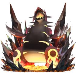  bad_id bad_pixiv_id claws commentary_request groudon head_back lava naokado no_humans open_mouth pokemon pokemon_(creature) primal_groudon rock sharp_teeth solo standing teeth 