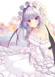  beni_kurage dress remilia_scarlet touhou wedding_dress wings 