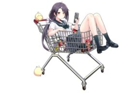  asymmetrical_hair azur_lane bare_legs bike_shorts bike_shorts_under_skirt black_footwear black_hair black_shorts black_socks blue_sailor_collar bow bowtie cassin_(azur_lane) cassin_(shopping_carte_blanche)_(azur_lane) cellphone closed_mouth cross cross_earrings earrings female green_bow green_bowtie hair_ornament hairpin heterochromia highres holding holding_phone in_shopping_cart jewelry loafers long_hair looking_at_phone low_ponytail manjuu_(azur_lane) miniskirt mole mole_under_eye official_alternate_costume official_art ootsuki_momiji pantylines phone plaid plaid_skirt pleated_skirt red_eyes sailor_collar school_uniform serafuku shirt shoes shopping_cart short_shorts short_sleeves shorts shorts_under_skirt skirt smartphone smile socks solo transparent_background white_shirt yellow_eyes 