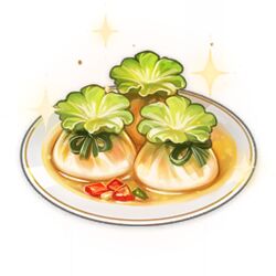  artist_request dumpling food food_focus game_cg genshin_impact jade_parcels_(genshin_impact) lowres no_humans official_art plate sauce simple_background sparkle still_life third-party_source transparent_background 