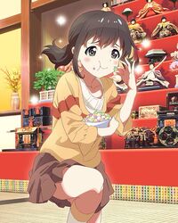  +_+ :t altar blush bowl brown_eyes brown_hair brown_skirt eating female flower food food_on_face hina_ningyou hinadan hinamatsuri katayama_minami kneehighs low_twintails official_art plant skirt socks solo sparkle standing standing_on_one_leg star_(symbol) statue sweets symbol-shaped_pupils twintails vase wake_up_girls! wake_up_girls!_stage_no_tenshi wavy_mouth white_socks 