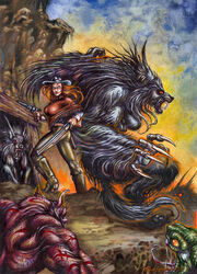  1997 ass battle butt_pose canid canine canis changeling_(world_of_darkness) claws clothing desert fangs female fight group gun hakken_(world_of_darkness) hi_res human mammal mine mythological_canine mythological_creature mythology nagah_(world_of_darkness) poncho pose ranged_weapon reptile ron_spencer scalie snake teeth weapon were werecanid werecanine werereptile werescalie weresnake werewolf werewolf_the_apocalypse white_wolf_publishing wolf world_of_darkness_(series) wounded 