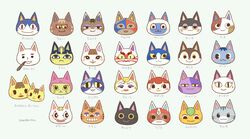  6+boys 6+girls :3 animal_crossing animal_ears ankha_(animal_crossing) artist_name ayu_(mog) black_eyes blanca_(animal_crossing) blonde_hair blue_eyes blue_eyeshadow blue_hair blush blush_stickers bob_(animal_crossing) brown_hair buck_teeth cat_ears character_name closed_mouth colored_sclera commentary eyeshadow fangs felicity_(animal_crossing) furry hair_ornament half-closed_eyes happy helmet kabuki_(animal_crossing) kaitlin_(animal_crossing) katie_(animal_crossing) katt_(animal_crossing) kid_cat_(animal_crossing) kiki_(animal_crossing) kitty_(animal_crossing) leaf light_blush lips lipstick lolly_(animal_crossing) looking_at_viewer looking_down looking_to_the_side looking_up makeup mask meow_(animal_crossing) merry_(animal_crossing) mitzi_(animal_crossing) moe_(animal_crossing) mole mole_under_eye mole_under_mouth monique_(animal_crossing) mother_and_daughter multiple_boys multiple_girls olivia_(animal_crossing) pen pierre_(animal_crossing) pink_eyeshadow portrait punchy_(animal_crossing) purple_eyeshadow purrl_(animal_crossing) red_eyes red_hair red_headwear red_lips rosie_(animal_crossing) rover_(animal_crossing) rudy_(animal_crossing) short_hair signature simple_background slit_pupils smile snake_hair_ornament stinky_(animal_crossing) tabby_(animal_crossing) tangy_(animal_crossing) teeth tom_(animal_crossing) whiskers white_background yellow_sclera 