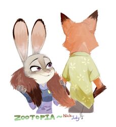  anthro badge bedroom_eyes canid canine clothing countershading disney duo female fox fur ganym0 grey_body grey_fur half-closed_eyes holding_tail judy_hopps lagomorph leporid long_ears looking_away male mammal narrowed_eyes nick_wilde orange_body orange_fur police police_uniform purple_eyes rabbit red_fox seductive tail tail_grab tail_on_shoulder true_fox uniform zootopia 