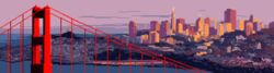  bridge cityscape cloud cloudy_sky commentary_request grey_sky no_humans ocean original outdoors pixel_art san_francisco seraphtide sky suspension_bridge water 