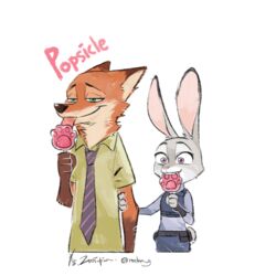  2d_animation animated anthro canid canine clothing countershading disney duo female food fox fur ganym0 grey_body grey_fur judy_hopps lagomorph leporid licking long_ears male mammal nick_wilde nom orange_body orange_fur pawpsicle police police_uniform popsicle rabbit red_fox short_playtime size_difference tongue tongue_out true_fox unavailable_at_source uniform zootopia 