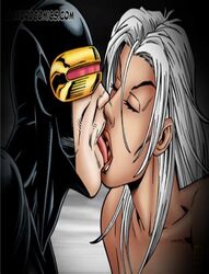  1boy 1girls cheating chocolate_and_vanilla closed_eyes cyclops_(x-men) dark-skinned_female female french_kiss french_kissing interracial interracial_sex kissing leandro_comics light-skinned_male male male/female marvel marvel_comics mutant ororo_munroe scott_summers storm_(x-men) straight superhero superheroine tongue tongue_kiss tongue_out white_hair x-men 