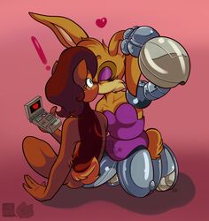  2016 anthro archie_comics brown_body brown_fur bunnie_rabbot chipmunk digital_drawing_(artwork) digital_media_(artwork) duo exclamation_point female female/female fur ground_squirrel heart_symbol kissing lagomorph leporid mammal nicole_(computer) oohcee rabbit rodent sally_acorn sciurid sega sonic_the_hedgehog_(archie) sonic_the_hedgehog_(comics) sonic_the_hedgehog_(satam) sonic_the_hedgehog_(series) surprise_kiss 