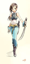  boots breasts cosplay female final_fantasy final_fantasy_ix garnet_til_alexandros_xvii gloves highres ketorice knife korenashi square_enix zidane_tribal_(cosplay) 