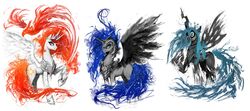  alicorn armor arthropod changeling equid equine female feral friendship_is_magic hasbro hi_res horn horse looking_at_viewer mammal my_little_pony mythological_creature mythological_equine mythology nightmare_moon_(mlp) princess_celestia_(mlp) queen_chrysalis_(mlp) wings ziom05 