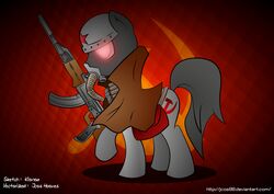  2013 armor clothing collaboration command_and_conquer conditional_dnp conscript_(red_alert) crossover cutie_mark electronic_arts english_text equid equine feral gun hammer_and_sickle hasbro headgear helmet horse jcosneverexisted klonoa_(artist) male mammal mask my_little_pony pony ranged_weapon red_alert_(series) red_star russian solo soviet_union text war weapon 