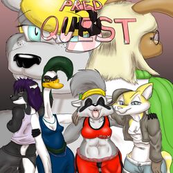  1:1 abs anatid anseriform anserinae anthro avian bird deep_navel domestic_cat felid feline felis female group humbug_(artist) leslie_dipietro liz_osbourne mammal mephitid midriff muscular muscular_female mute_swan navel open_mouth pred_quest procyonid raccoon skunk smile swan zee_williams zoey_tristan 