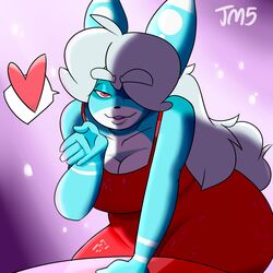  1:1 anthro blowing_kiss breasts clothed clothing female hair heart_symbol hi_res lagomorph leporid looking_at_viewer mammal pixels_bunni rabbit rat_bastard slightly_chubby smile solo 