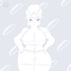  1:1 2016 animated anthro big_breasts blouse bludragoon bottomwear breasts chest_tuft clothing curvy_figure dragon female flayra fur furred_dragon furred_scalie hair hand_on_hip huge_breasts inner_ear_fluff long_hair looking_at_viewer mythological_creature mythological_scalie mythology non-mammal_breasts ponytail scalie short_playtime shorts solo tail thick_thighs topwear tuft voluptuous wide_hips 