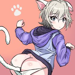  anal anal_object_insertion anal_tail anastasia_(idolmaster) animal_ears animal_hands ass blush butt_plug cat_ears cat_paws cat_tail closed_mouth commentary_request fake_tail feline female idolmaster idolmaster_cinderella_girls looking_at_viewer object_insertion panties sex_toy solo tail takahiro_(rikky) underwear 