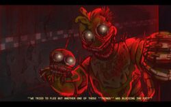  animatronic black_bars bluestripedrenulian duo english_text five_nights_at_freddy&#039;s five_nights_at_freddy&#039;s_4 glowing glowing_eyes hi_res letterbox machine nightmare_chica_(fnaf) nightmare_cupcake_(fnaf) robot scottgames text 