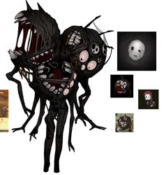  black_skin colored_skin commentary demon dissolving extra_mouth horror_(theme) lobotomy_corporation maipll_two mask melting monster monsterification mountain_of_smiling_bodies project_moon symbol-only_commentary teeth 