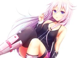  asymmetrical_legwear black_legwear black_shirt blue_eyes boots braid breasts cevio character_cutout choker cleavage collarbone commentary dutch_angle english_commentary female floating_hair hair_between_eyes hair_over_shoulder ia_(rocks)_(vocaloid) ia_(vocaloid) knee_boots kneehighs long_hair long_sleeves miniskirt natsu_(927013) open_mouth pink_hair pink_skirt pleated_skirt shirt simple_background single_braid single_kneehigh single_sock single_thighhigh sitting skirt small_breasts socks solo thigh_strap thighhighs uneven_legwear very_long_hair vocaloid white_background white_footwear white_hair 