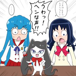  2girls commentary_request go!_princess_precure heartcatch_precure! kurumi_erika miss_siamour multiple_girls nann_tou precure shirayuki_hime surprised translated 