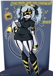  >:p accessory ambiguous_fluids angry armband background_character belly black_clothing black_legwear black_sclera blade bottomwear bow_ribbon breasts clenched_teeth clothing container cyn_(murder_drones) diddlydooter1 disassembly_drone earless eldritch_abomination emphasis_lines fangs female footwear frown garter_straps glaring glass glass_container glitch_productions glowing glowing_eyes grey_hair hair hand_on_hip hazard_stripes headband hi_res human humanoid insult j_(murder_drones) knee_highs knee_socks knife leg_markings legwear looking_at_viewer machine mammal markings murder_drones necktie noseless patchwork_creature pencil_skirt pointed_feet profanity question_mark robot robot_humanoid screen screen_face sharp_teeth short_hair skirt slightly_chubby small_breasts socks socks_(marking) solo stinger_tail suit suit_jacket tail teeth tessa_(murder_drones) thick_thighs threatening twintails twintails_(hairstyle) undead unusual_anatomy upset weapon weapon_tail white_hair wide_hips worker_drone x_eyes yellow_armband yellow_eyes zombie 