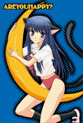  :o alternate_eye_color alternate_hair_color animal_ears asai_ichiko bad_id black_socks black_tail blue_background blue_eyes blue_hair buruma cameltoe cat_ears cat_girl cat_tail circle_name female futami_eriko kemonomimi_mode kibina_high_school_uniform kimi_kiss long_hair looking_at_viewer neckerchief open_mouth red_buruma red_neckerchief sailor_collar school_uniform serafuku shirt shoes short_sleeves simple_background socks solo tail tail_raised uwabaki white_sailor_collar white_shirt white_shoes 