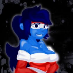  big_breasts big_hair blue_body blue_eyes blue_hair blue_skin boobs breasts female female_only giant_breasts gloves long_gloves long_hair massive_breasts no_bra no_panties no_underwear pepsi pepsi-chan pepsi_addict pepsiwoman ponytail ponytail_female pose posing red_gloves rule_63 