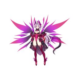  abystia_dragoon bare_shoulders boots breasts cleavage cleavage_cutout clothing_cutout corruption covered_navel dark_persona dragon_girl dragon_horns dragon_tail energy_wings female full_body game_cg gloves highleg highleg_leotard highres horns inoino kouyoku_senki_exs-tia large_breasts leotard long_hair looking_at_viewer medium_breasts non-web_source official_art pointy_ears pubic_tattoo red_eyes rieszverne_suzette_paladill showgirl_skirt solo tail tattoo thigh_boots thighhighs transparent_background variant_set very_long_hair white_hair wings 
