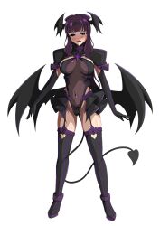  absurdres aoi_tabane black_gloves black_thighhighs black_wings blue_eyes blunt_bangs breasts clothing_cutout commission corruption cosplay covered_navel dark_persona demon_girl demon_tail demon_wings elbow_gloves female full_body garter_straps gloves head_wings heart_cutout highleg highres kouyoku_senki_exs-tia large_breasts leotard liberator_(exs-tia) liberator_yuri_(exs-tia) liberator_yuri_(exs-tia)_(cosplay) long_hair looking_at_viewer low_wings medium_breasts mole new_game! open_mouth pixiv_commission pubic_tattoo purple_hair see-through_clothes showgirl_skirt smile solo standing tail takimoto_hifumi tattoo thighhighs transparent_background variant_set wings 