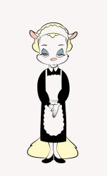  animaniacs anthro blonde_hair clothing female hair half-closed_eyes looking_at_viewer maid_hat maid_uniform mammal minerva_mink mink mustelid musteline narrowed_eyes solo stanmort true_musteline uniform warner_brothers 