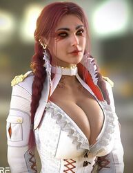  1girls 3d apex_legends big_breasts black_hair braided_twintails breasts cleavage dark-skinned_female earrings female female_only large_breasts latina lipstick loba loba_(apex_legends) loba_andrade looking_away red_hair respawn_entertainment rude_frog solo tattoo two_tone_hair 