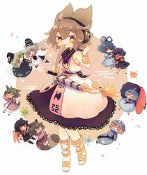  &gt;_&lt; 6+girls :3 ahoge animal_ears ashiyu_(ashu-ashu) belt black_dress black_hair blonde_hair bloomers blouse blue_dress blue_eyes blue_hair blush_stickers bow bowtie bracer brown_hair brown_skirt chibi closed_eyes commentary_request dress earmuffs egasumi flip-flops futatsuiwa_mamizou geta ghost_tail green_dress green_eyes green_hair grey_hair hair_ornament hair_rings hair_stick hat highres hitodama houjuu_nue invisible_chair japanese_clothes kaku_seiga karakasa_obake kariginu kasodani_kyouko leaf leaf_on_head looking_at_viewer miyako_yoshika mob_cap mononobe_no_futo multiple_girls neck_ribbon oerba_yun_fang ofuda open_mouth petals pink_dress pink_hair pink_shirt pointy_hair raccoon_ears raccoon_tail red_eyes ribbon ritual_baton saigyouji_yuyuko sailor_collar sandals shirt short_hair sitting skin_fang skirt sleeveless sleeveless_shirt smile soga_no_tojiko tail tatara_kogasa tate_eboshi tears ten_desires thighhighs tokkuri touhou toyosatomimi_no_miko triangular_headpiece umbrella underwear wide_sleeves wings yellow_eyes 